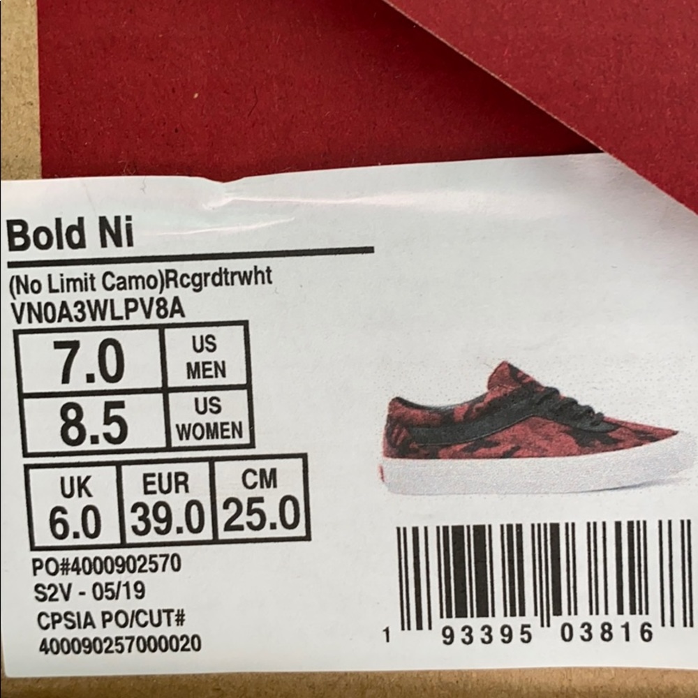 VANS BOLD Ni No limit Camo Red Women’s Sneakers - Picture 10 of 10